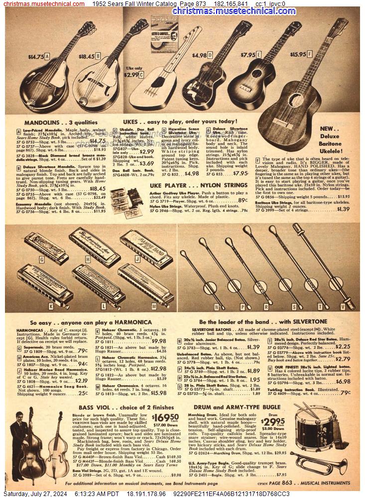 1952 Sears Fall Winter Catalog, Page 873