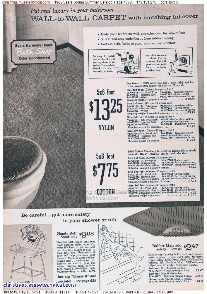 1963 Sears Spring Summer Catalog, Page 1378