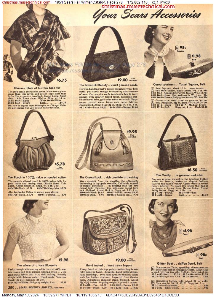 1951 Sears Fall Winter Catalog, Page 278