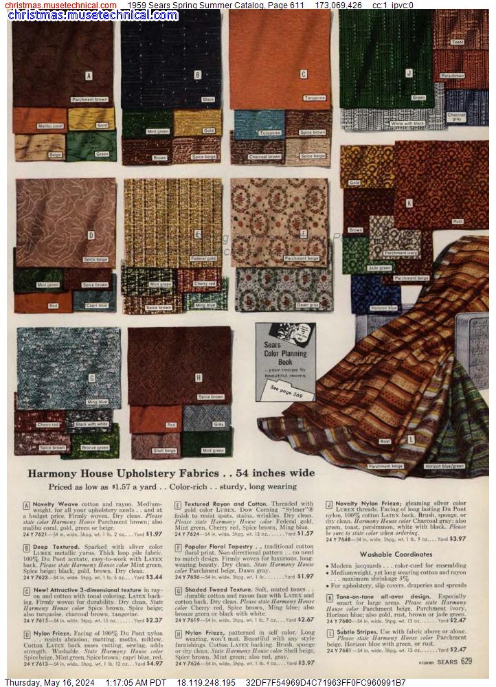1959 Sears Spring Summer Catalog, Page 611