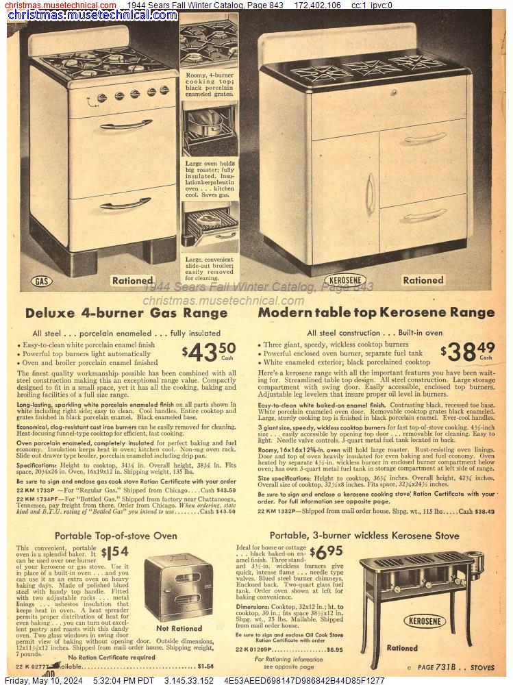1944 Sears Fall Winter Catalog, Page 843
