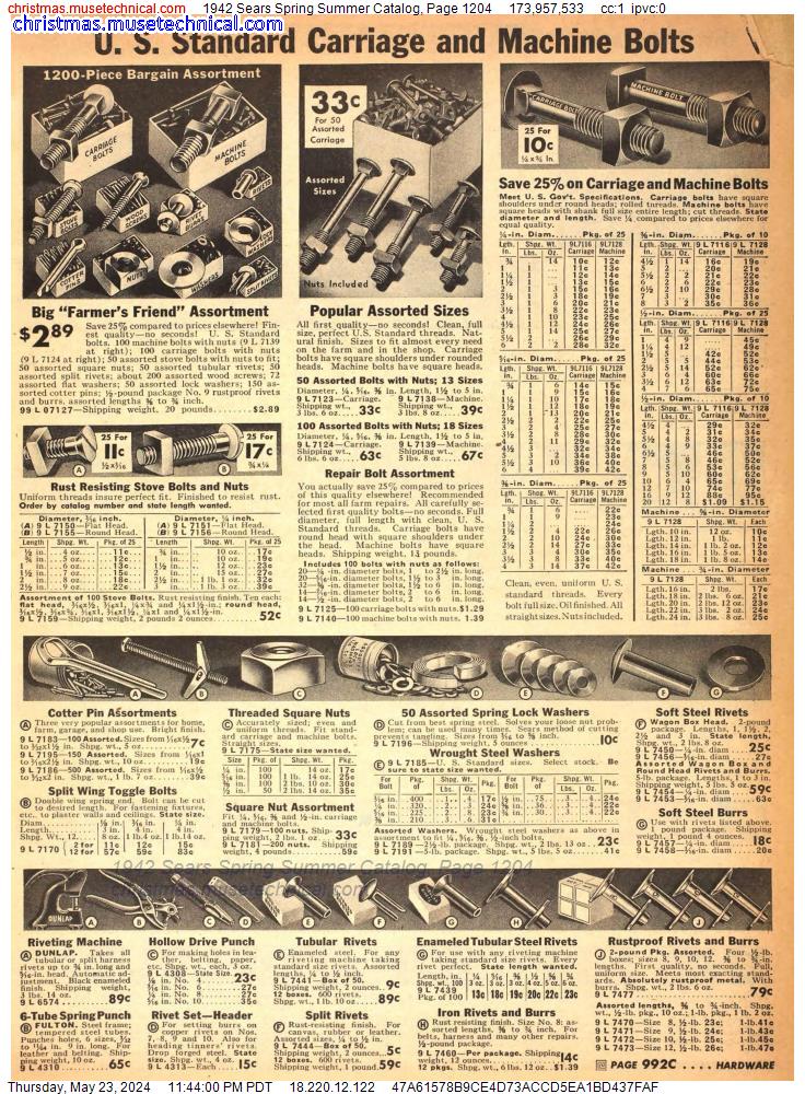 1942 Sears Spring Summer Catalog, Page 1204