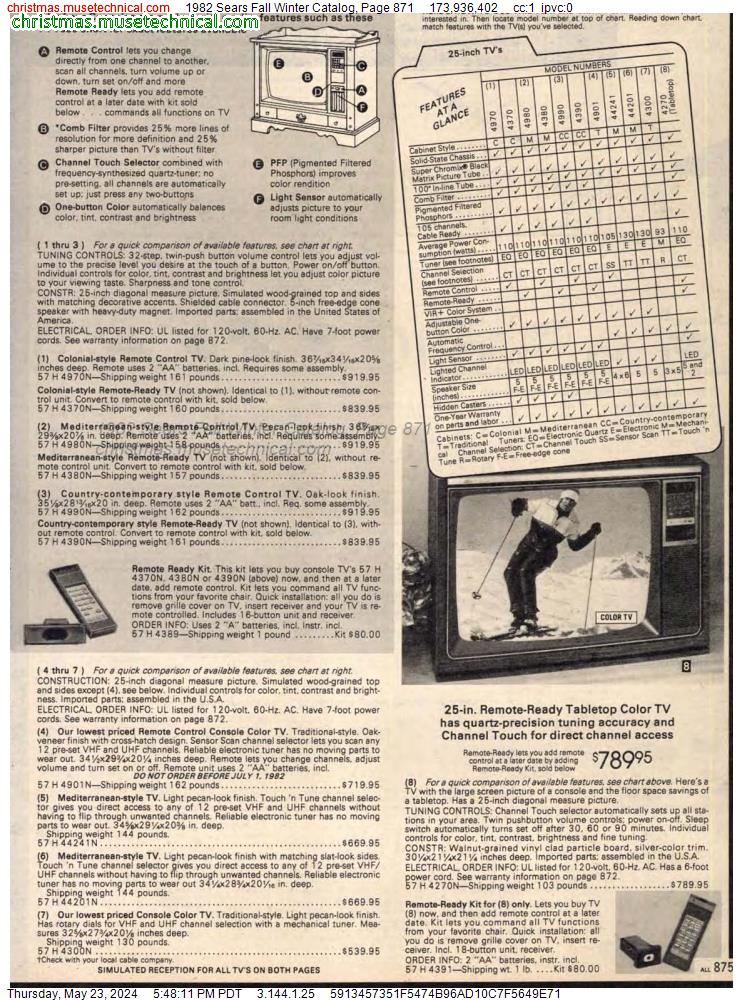 1982 Sears Fall Winter Catalog, Page 871