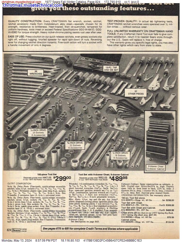 1977 Sears Fall Winter Catalog, Page 824