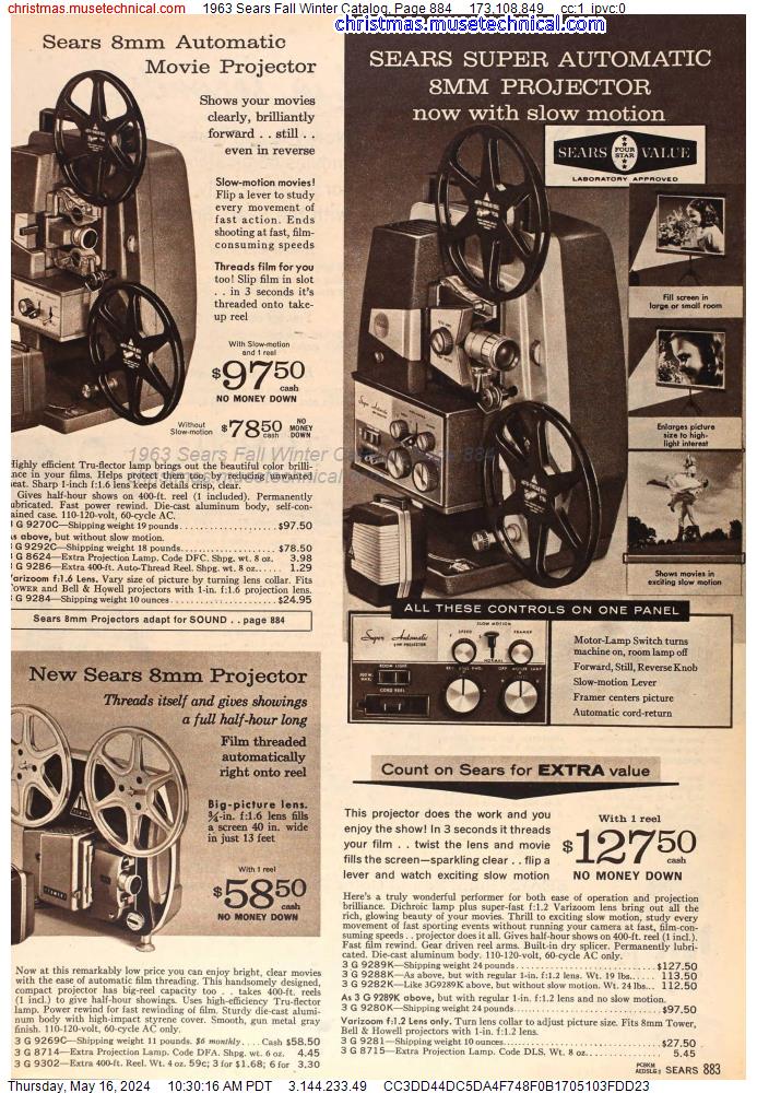 1963 Sears Fall Winter Catalog, Page 884