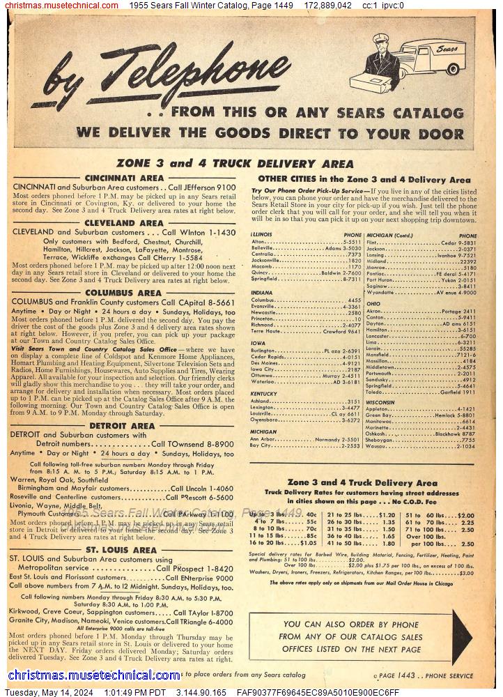 1955 Sears Fall Winter Catalog, Page 1449