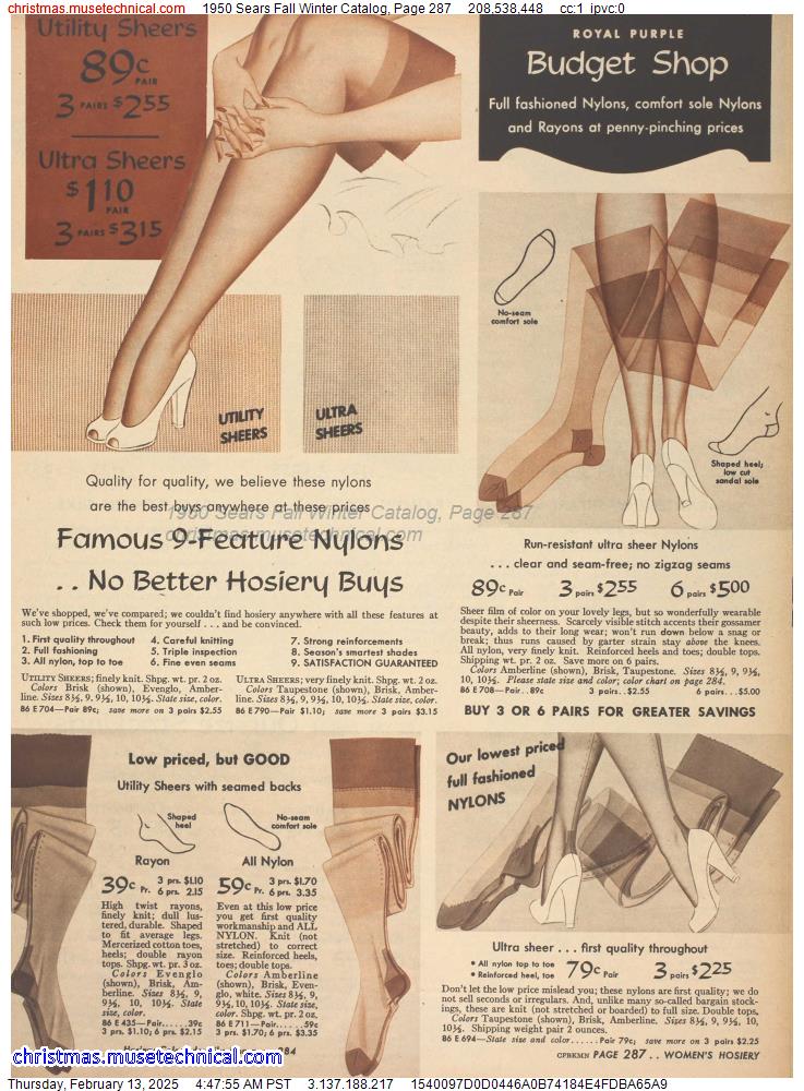 1950 Sears Fall Winter Catalog, Page 287