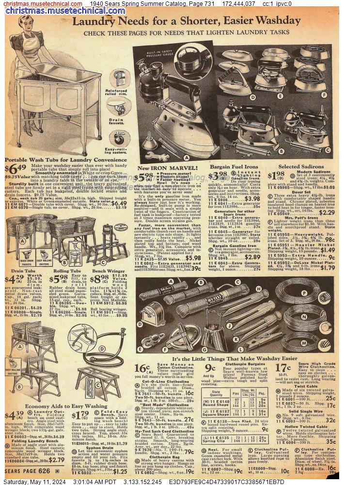 1940 Sears Spring Summer Catalog, Page 731