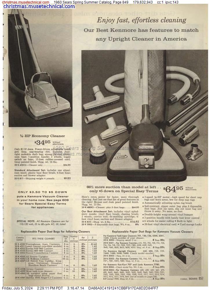 1960 Sears Spring Summer Catalog, Page 849