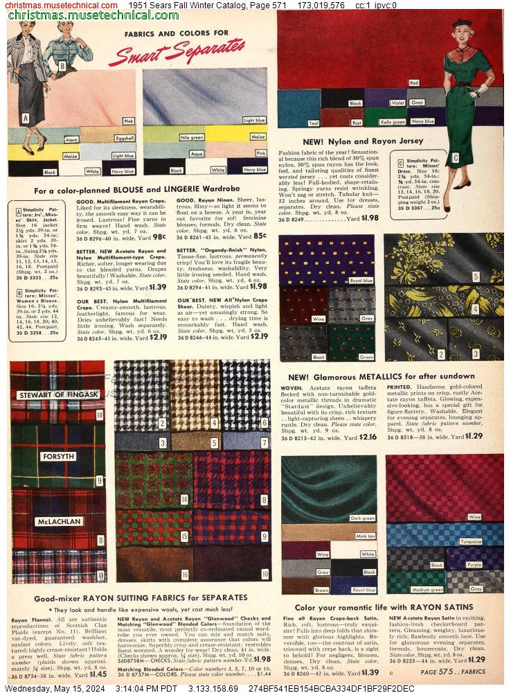 1951 Sears Fall Winter Catalog, Page 571
