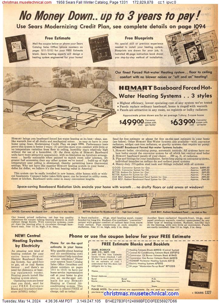1958 Sears Fall Winter Catalog, Page 1331