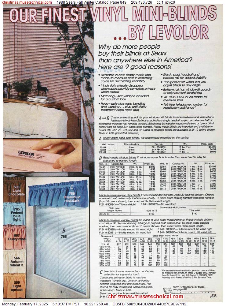 1988 Sears Fall Winter Catalog, Page 849