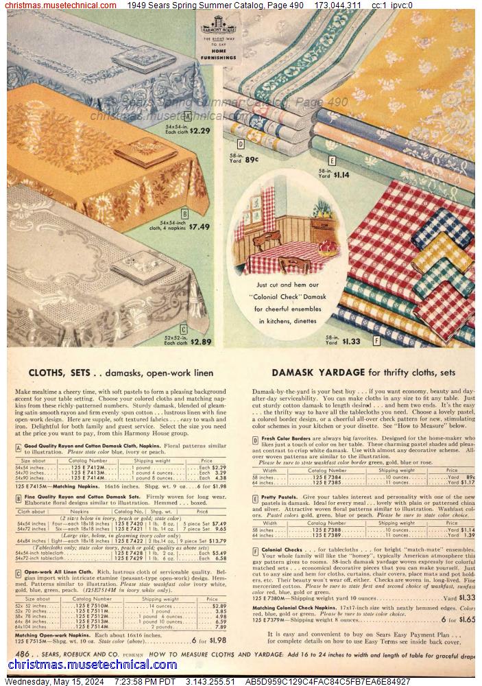 1949 Sears Spring Summer Catalog, Page 490