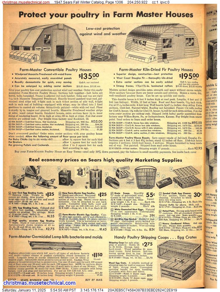 1947 Sears Fall Winter Catalog, Page 1306