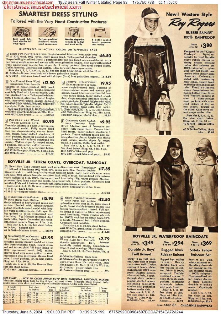 1952 Sears Fall Winter Catalog, Page 83