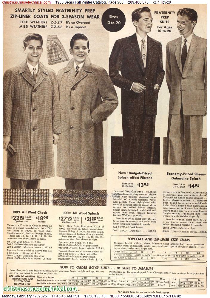 1955 Sears Fall Winter Catalog, Page 360