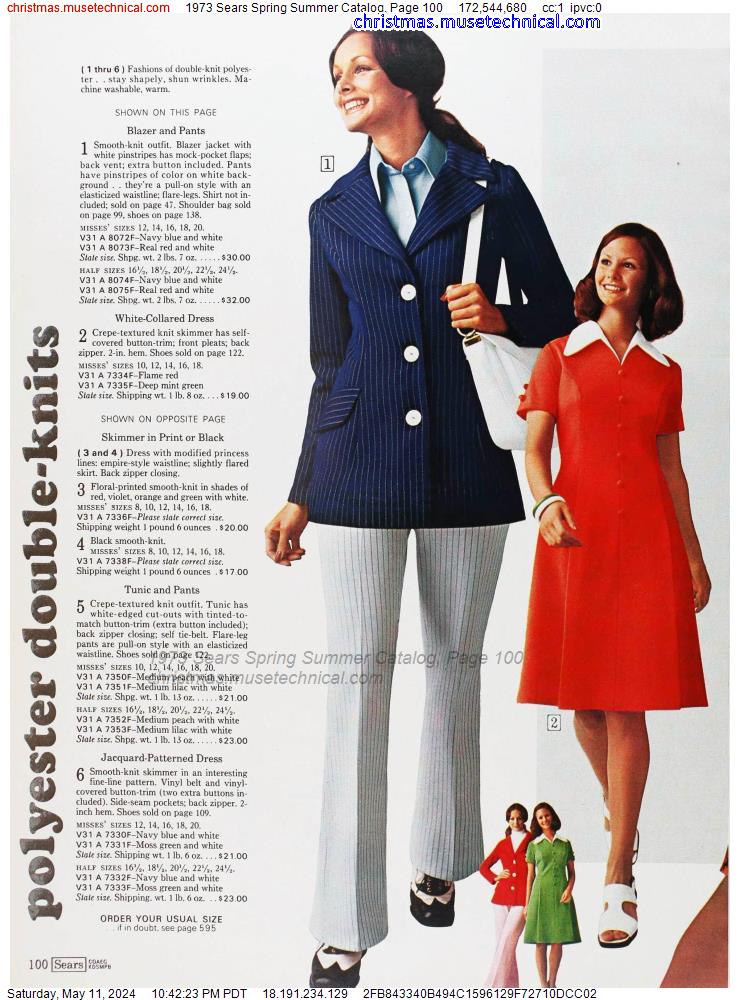 1973 Sears Spring Summer Catalog, Page 100