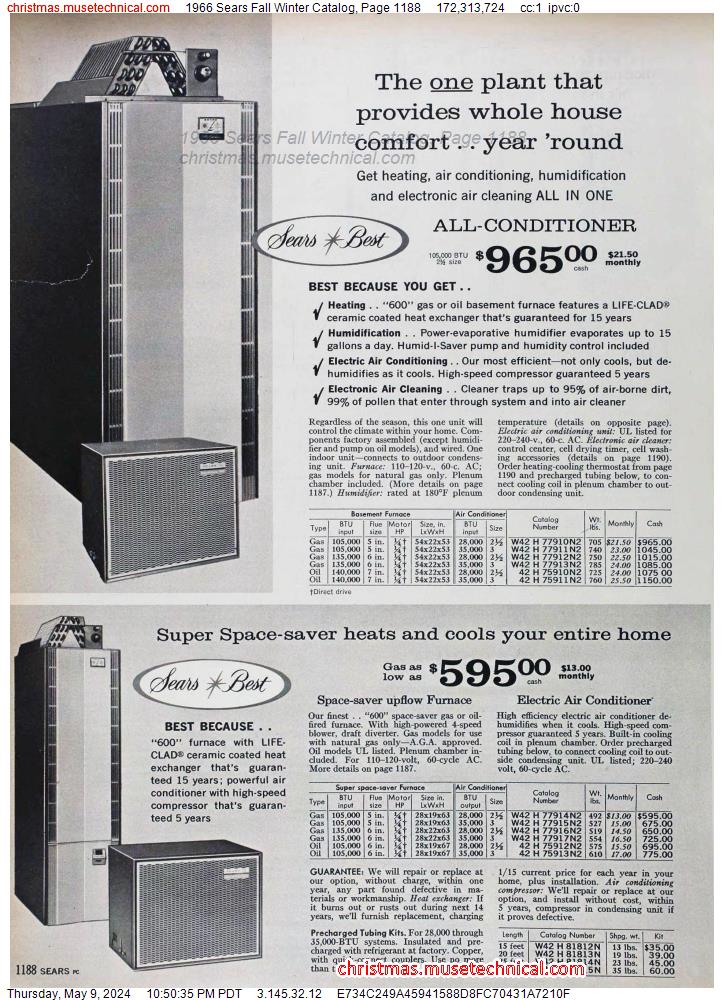 1966 Sears Fall Winter Catalog, Page 1188