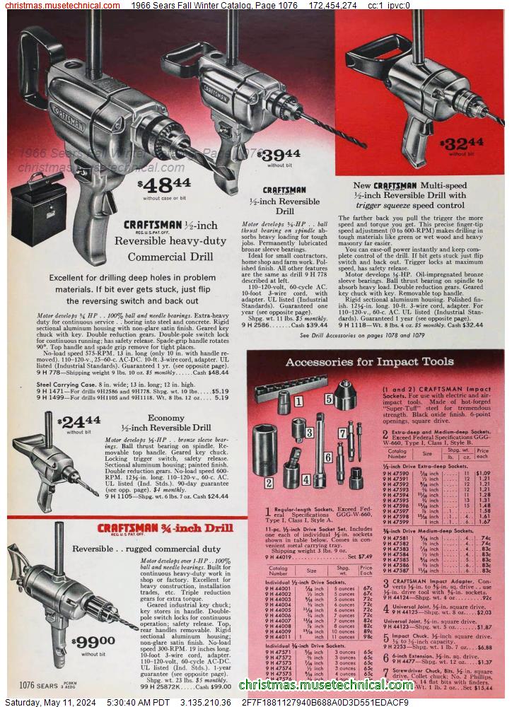 1966 Sears Fall Winter Catalog, Page 1076