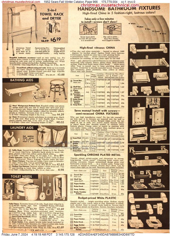 1952 Sears Fall Winter Catalog, Page 966