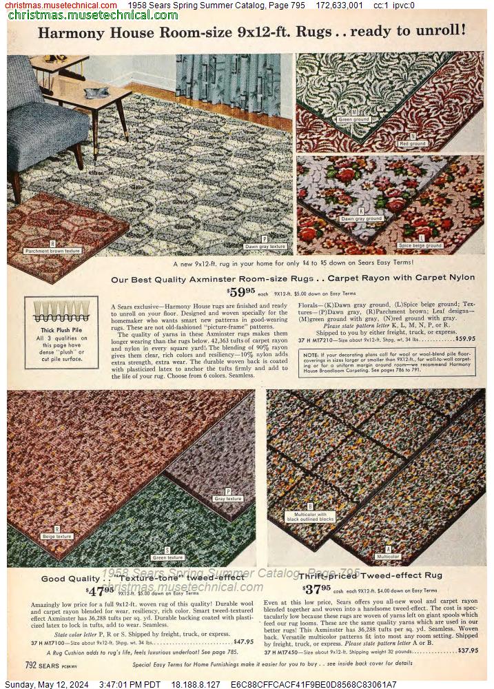 1958 Sears Spring Summer Catalog, Page 795