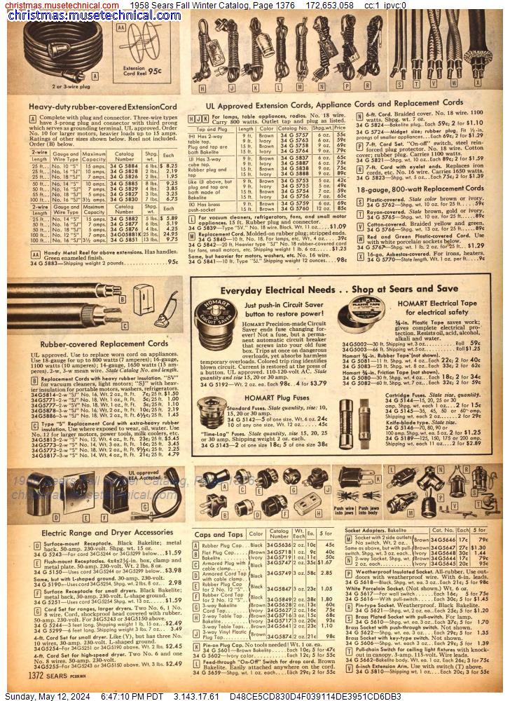 1958 Sears Fall Winter Catalog, Page 1376