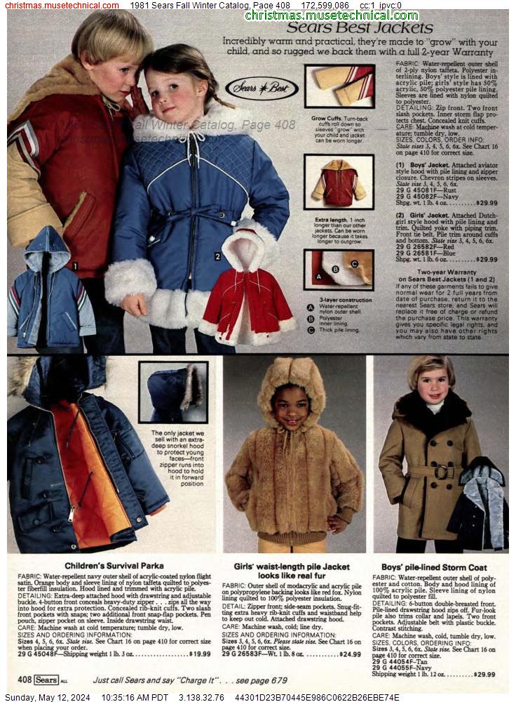 1981 Sears Fall Winter Catalog, Page 408