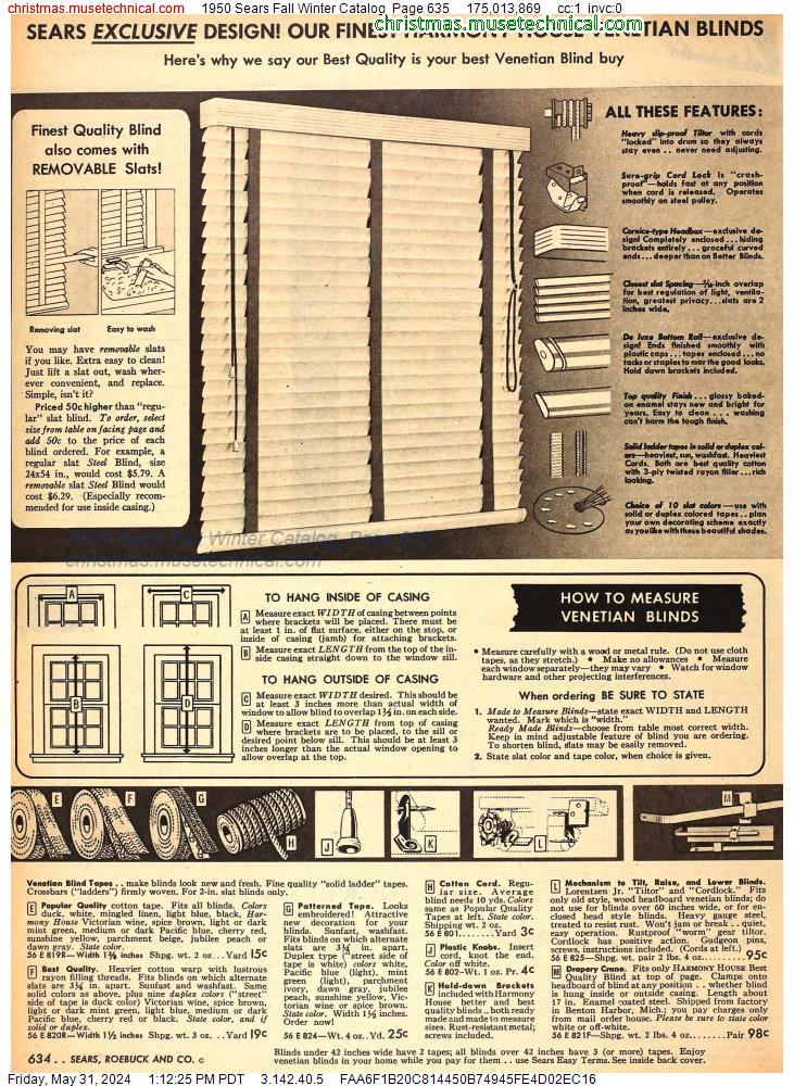 1950 Sears Fall Winter Catalog, Page 635