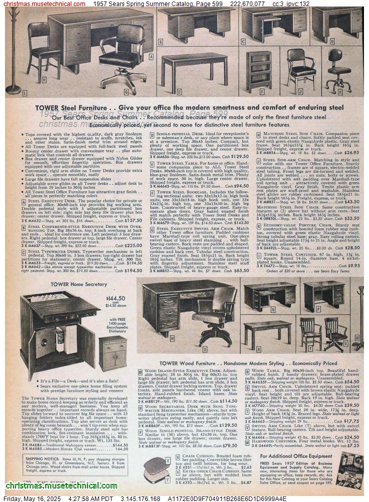 1957 Sears Spring Summer Catalog, Page 599