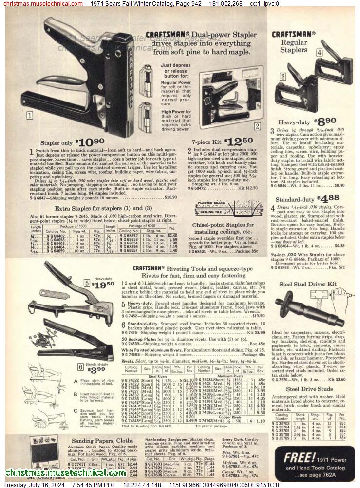 1971 Sears Fall Winter Catalog, Page 942