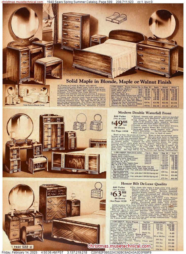 1940 Sears Spring Summer Catalog, Page 599