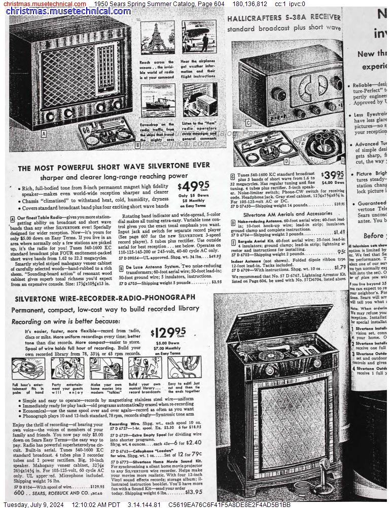 1950 Sears Spring Summer Catalog, Page 604