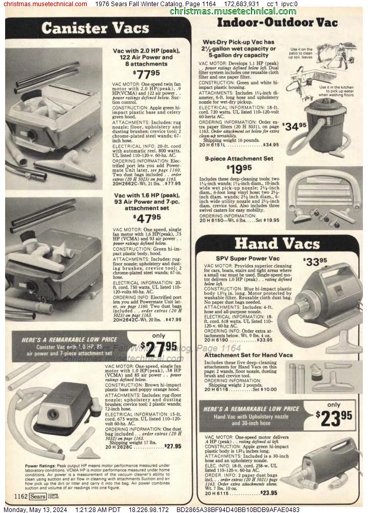1976 Sears Fall Winter Catalog, Page 1164