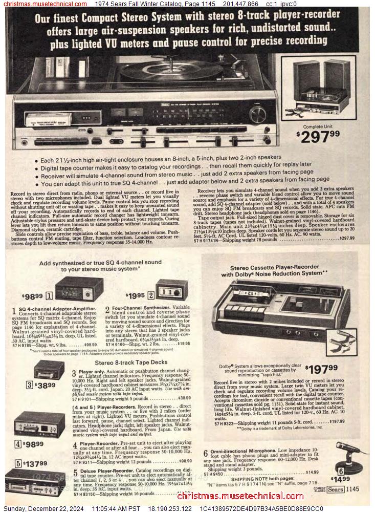 1974 Sears Fall Winter Catalog, Page 1145