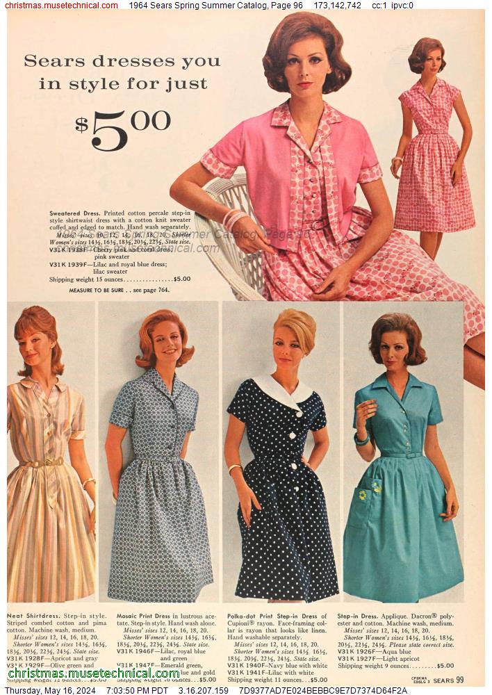 1964 Sears Spring Summer Catalog, Page 96