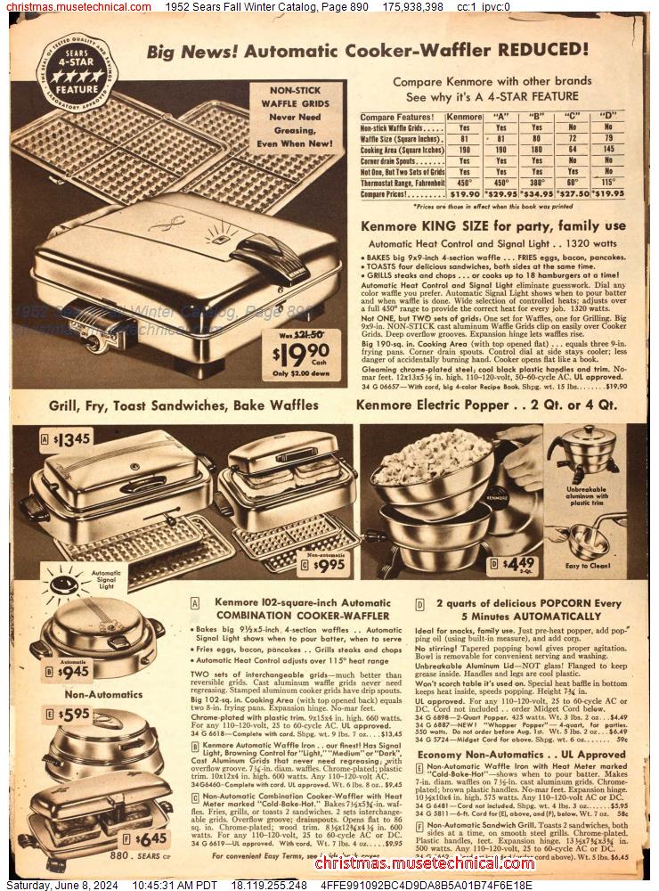 1952 Sears Fall Winter Catalog, Page 890