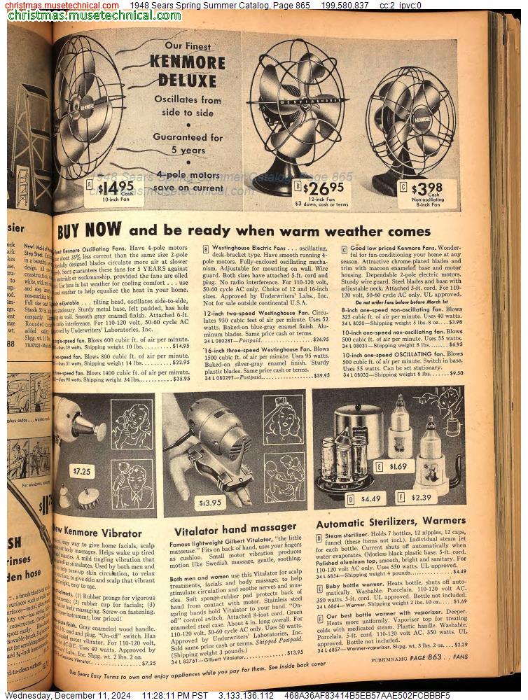 1948 Sears Spring Summer Catalog, Page 865