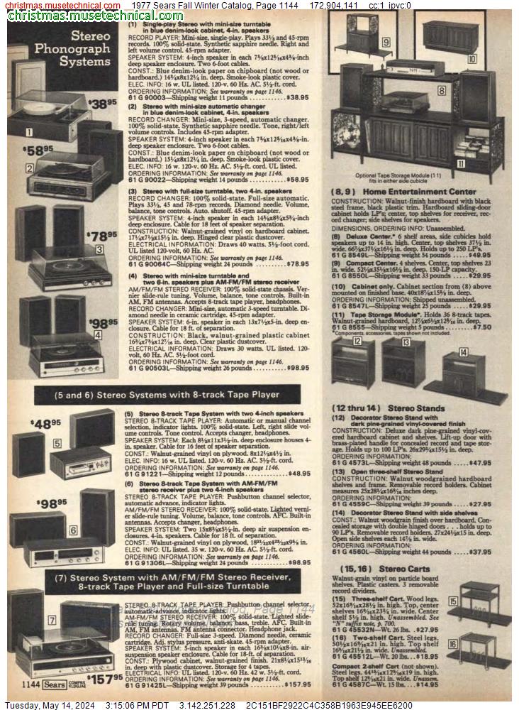 1977 Sears Fall Winter Catalog, Page 1144