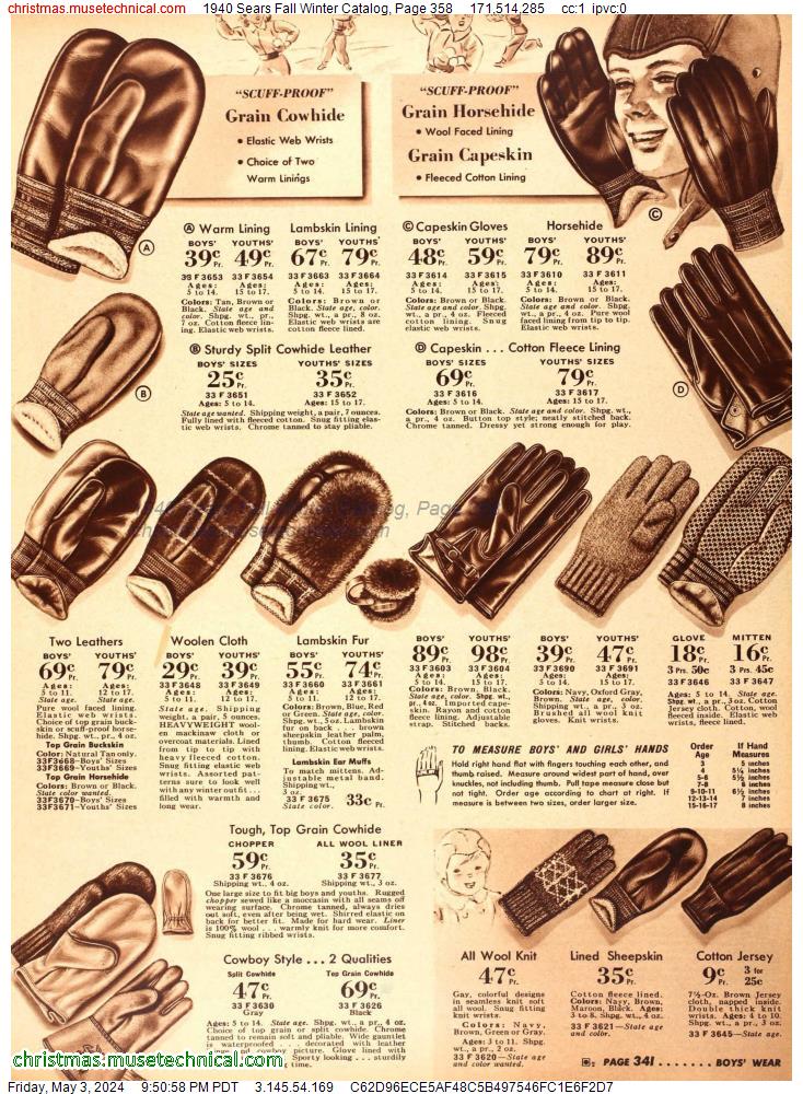 1940 Sears Fall Winter Catalog, Page 358