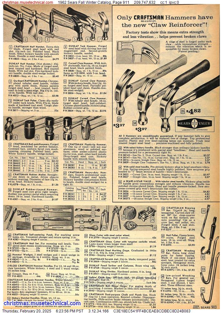 1962 Sears Fall Winter Catalog, Page 911