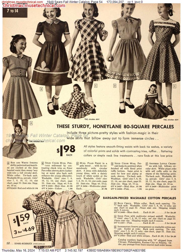 1949 Sears Fall Winter Catalog, Page 54
