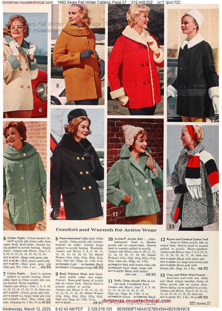 1962 Sears Fall Winter Catalog, Page 27