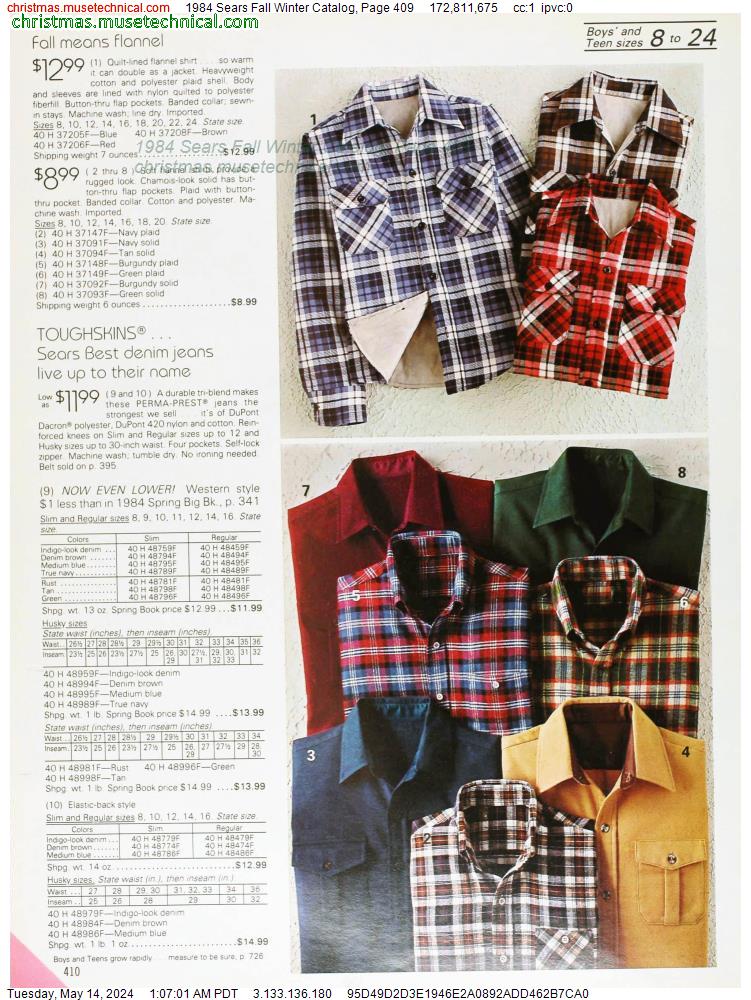 1984 Sears Fall Winter Catalog, Page 409