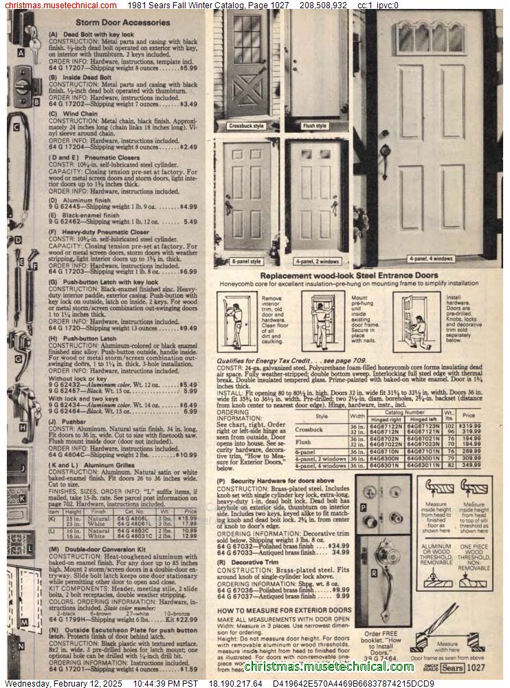 1981 Sears Fall Winter Catalog, Page 1027