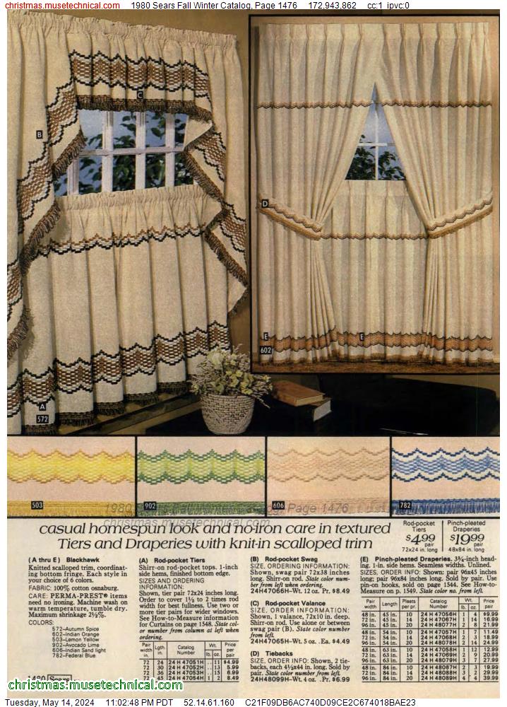 1980 Sears Fall Winter Catalog, Page 1476