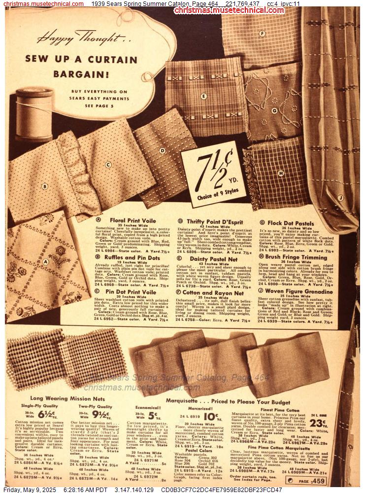 1939 Sears Spring Summer Catalog, Page 464