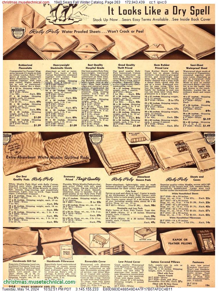 1940 Sears Fall Winter Catalog, Page 263