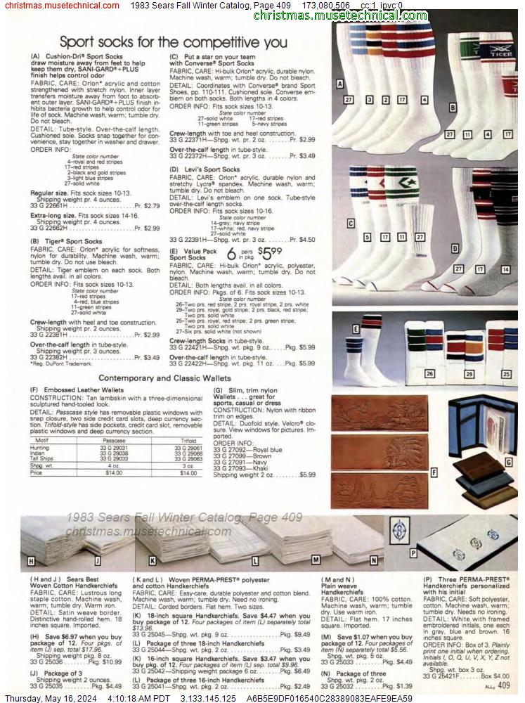 1983 Sears Fall Winter Catalog, Page 409