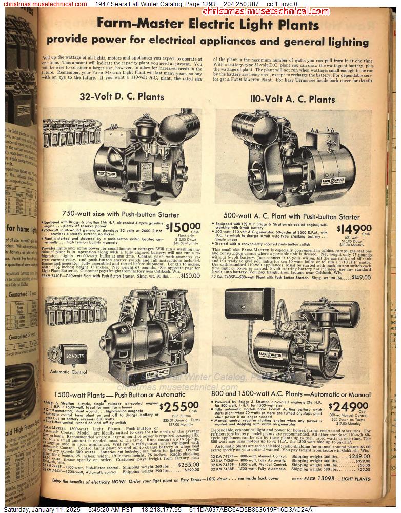 1947 Sears Fall Winter Catalog, Page 1293