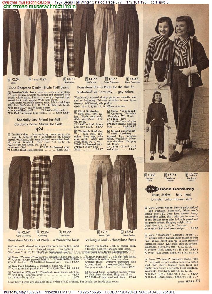 1957 Sears Fall Winter Catalog, Page 377